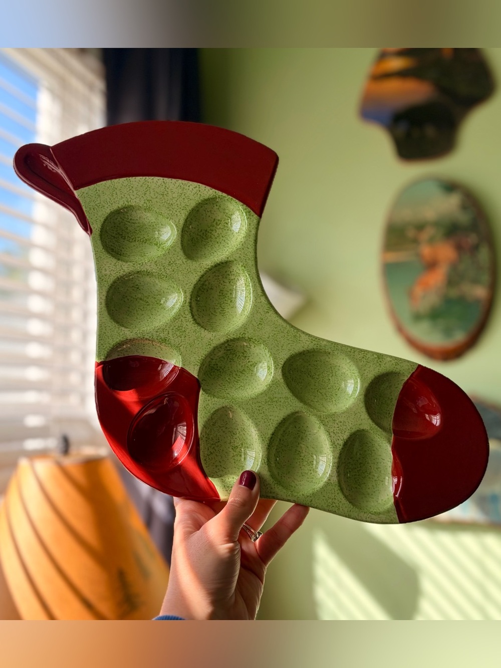 Corsica Christmas Stocking Deviled Egg Serveware Tray
